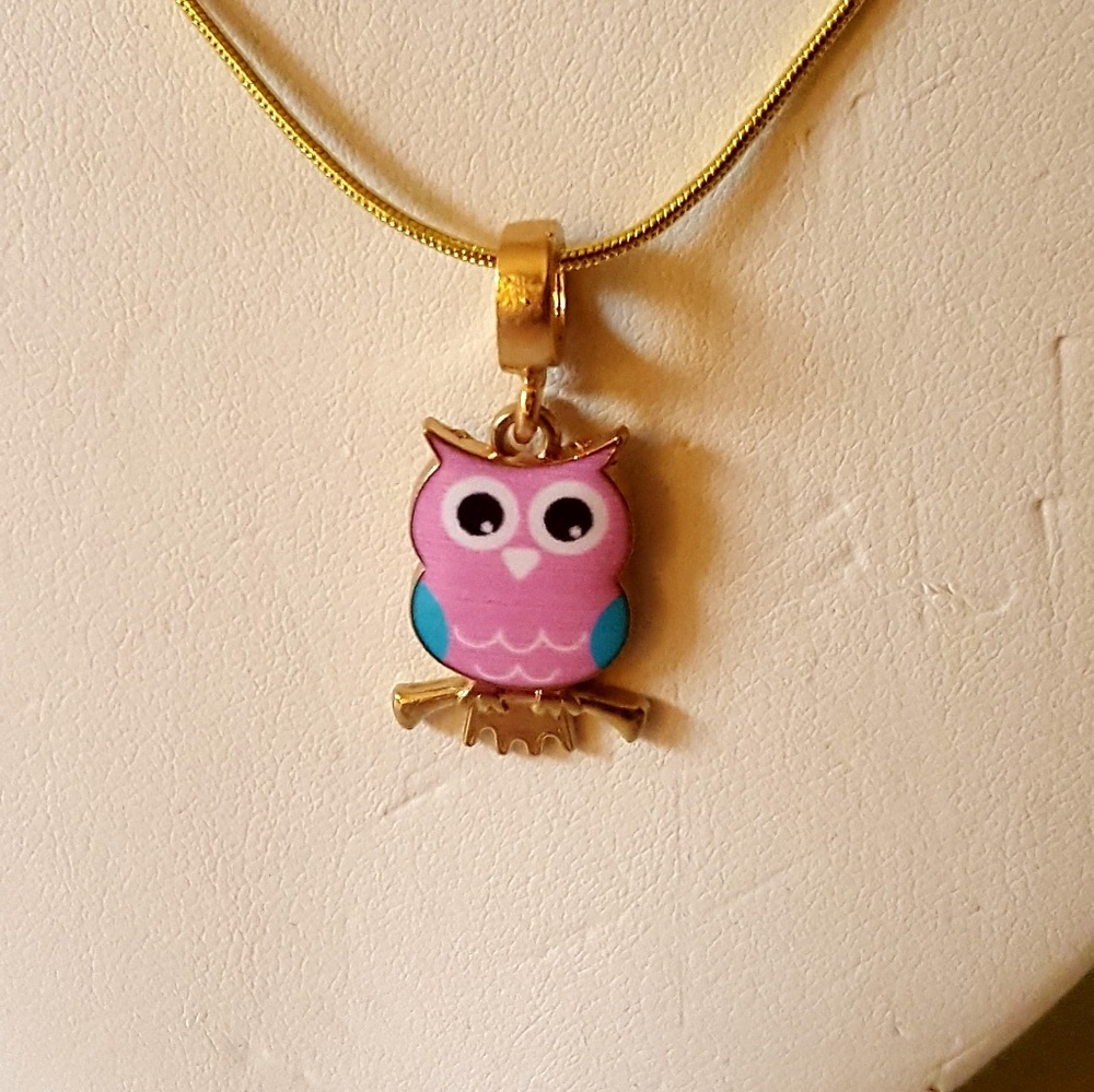 Gold-plated owl charm necklace